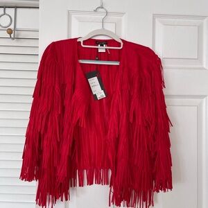 Alberto Makali Festive Red Fringe Jacket